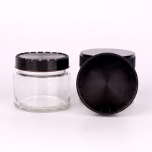 Wholesale 80ml 90ml 110ml childproof clear glass jar with child resistant cap